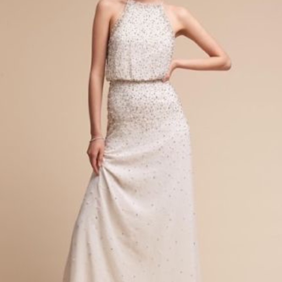 BHLDN Dresses & Skirts - Anthropologie BHLDN Long Formal Pearl & Bead Dress